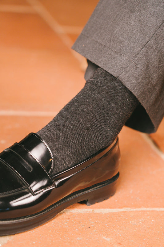 Pétrone chaussettes laine mérinos gris anthracite femme