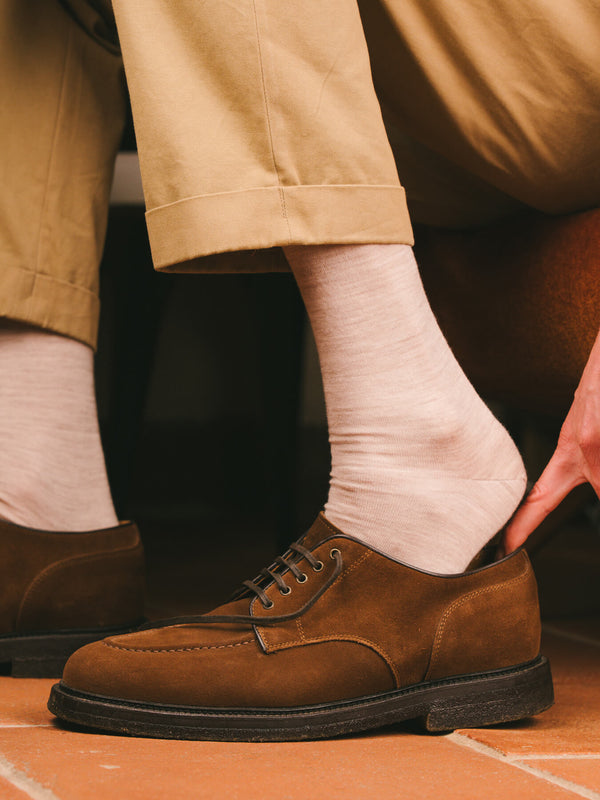 Pétrone chaussettes laine mérinos beige chiné homme