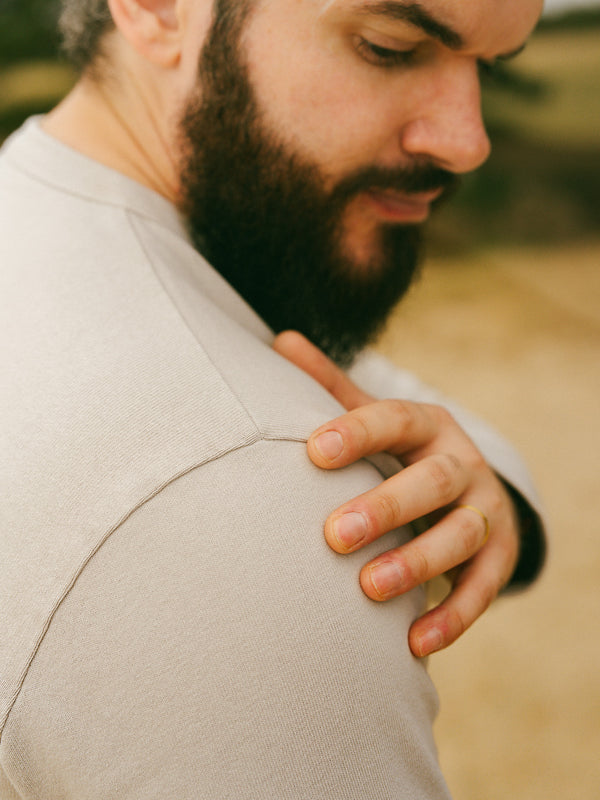 Pétrone Henley cormac manches longues coton bio beige homme