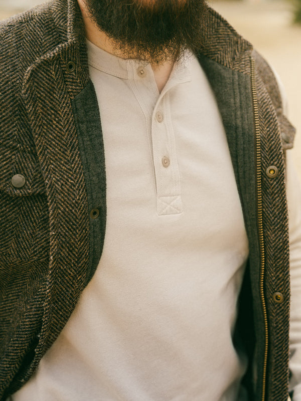 Pétrone Henley cormac manches longues coton bio beige homme