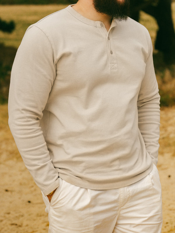Pétrone Henley cormac manches longues coton bio beige homme