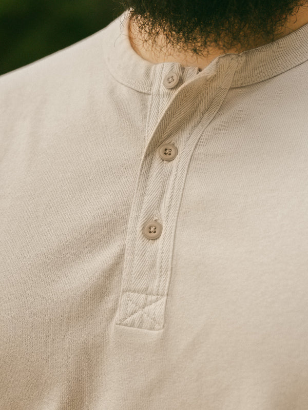 Pétrone Henley cormac manches longues coton bio beige homme
