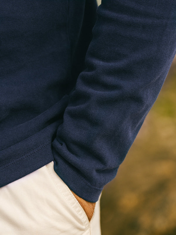 Pétrone Henley cormac manches longues coton bio bleu cobalt homme