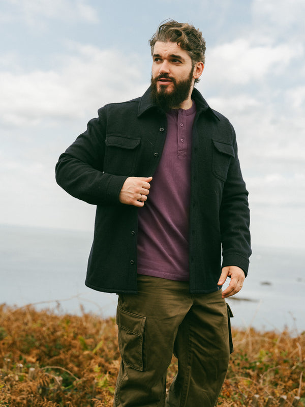 Pétrone Henley cormac manches longues coton bio bruyère homme