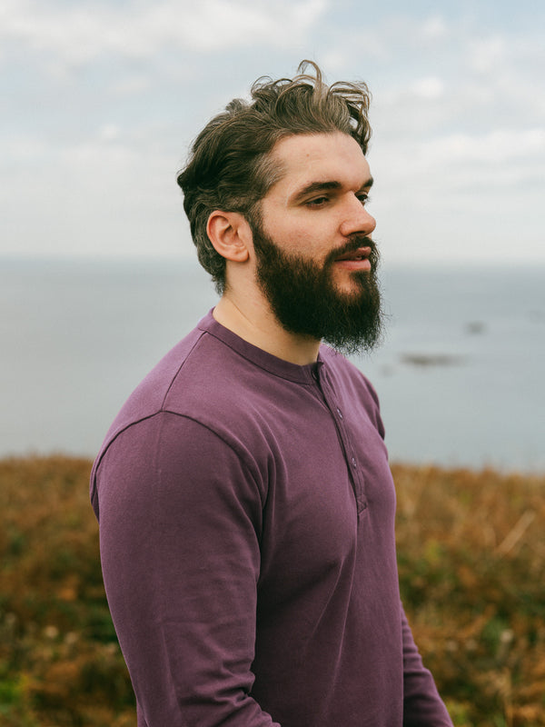 Pétrone Henley cormac manches longues coton bio bruyère homme