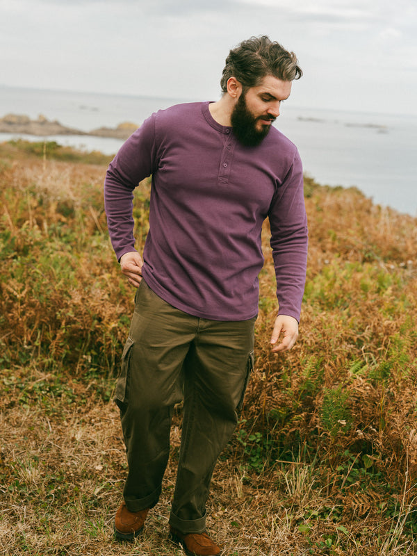 Pétrone Henley cormac manches longues coton bio bruyère homme