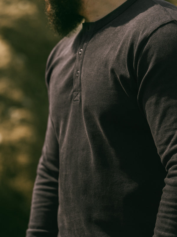 Pétrone Henley cormac manches longues coton bio gris anthracite homme