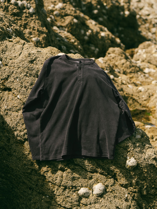 Pétrone Henley cormac manches longues coton bio gris anthracite homme