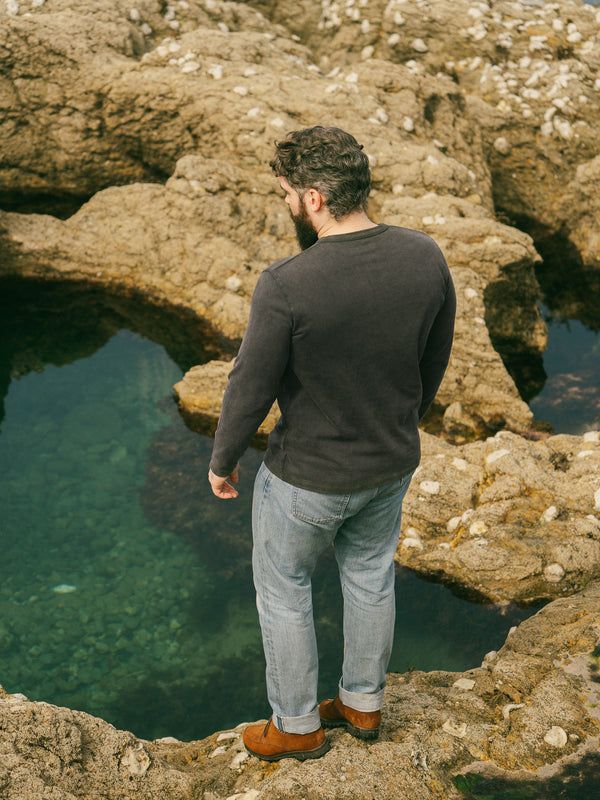 Pétrone Henley cormac manches longues coton bio gris anthracite homme