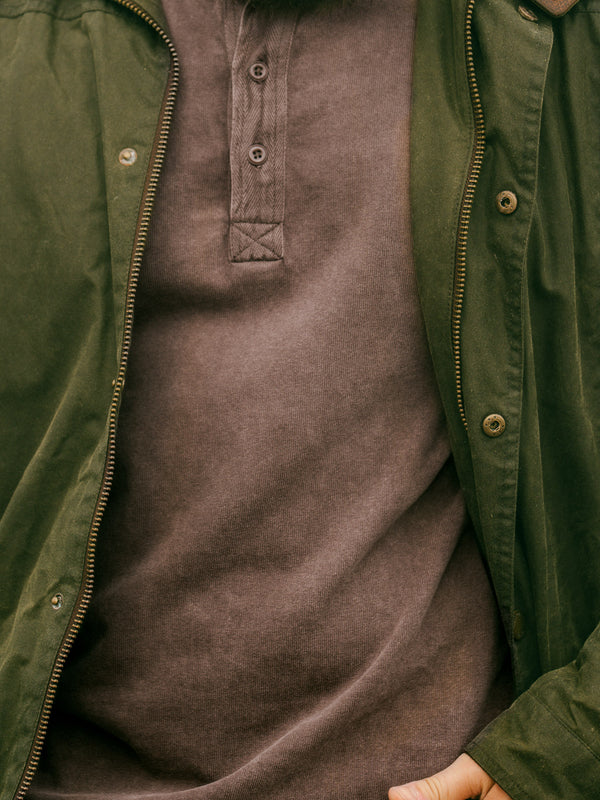 Pétrone Henley cormac manches longues coton bio marron homme