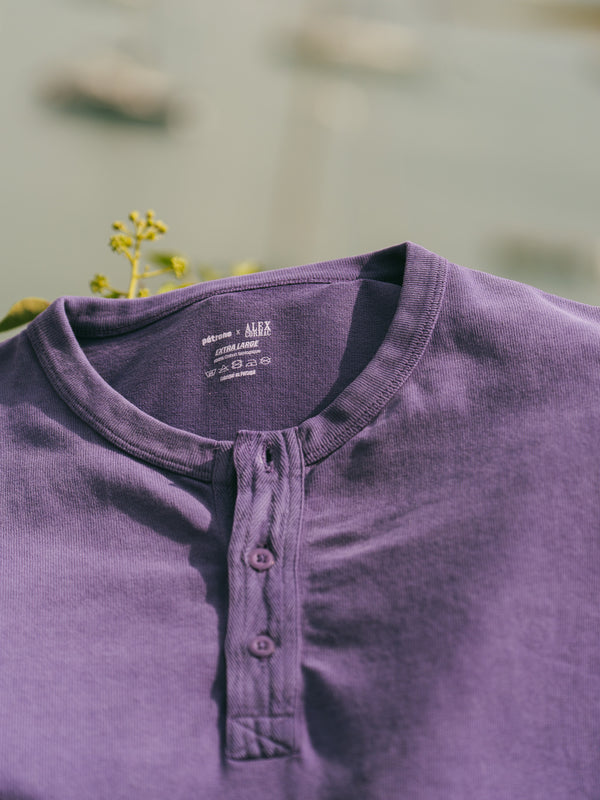 Pétrone Henley cormac manches longues coton bio mauve homme
