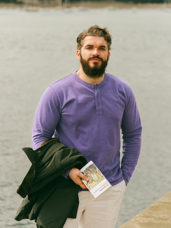 Pétrone Henley cormac manches longues coton bio mauve homme