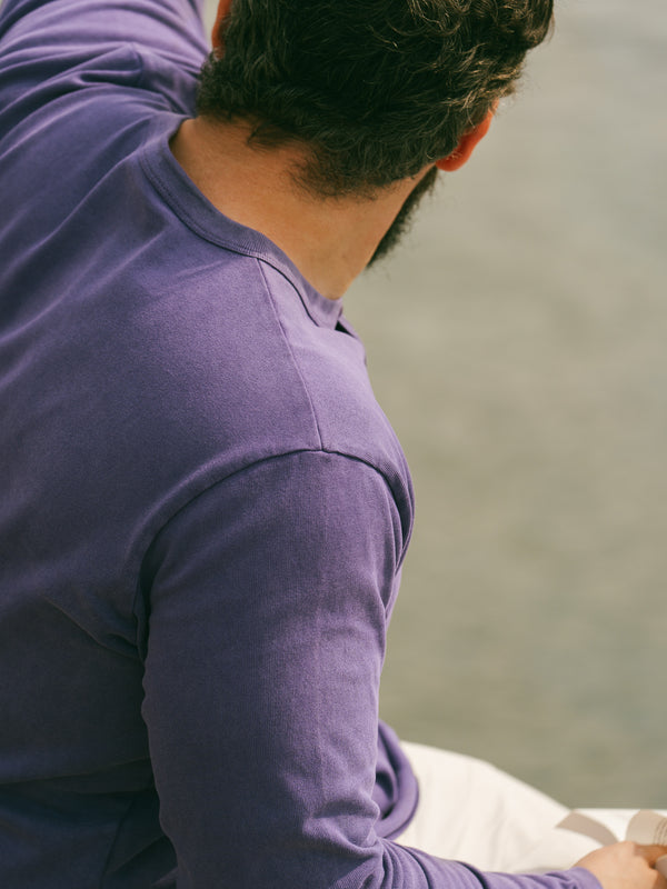 Pétrone Henley cormac manches longues coton bio mauve homme