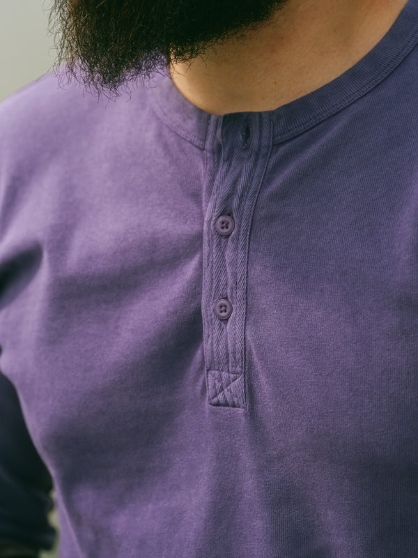 Pétrone Henley cormac manches longues coton bio mauve homme