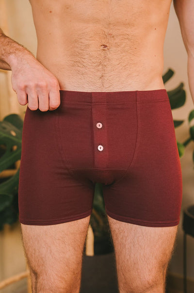 Pétrone boxer héritage coton biologique tencel bordeaux foncé homme