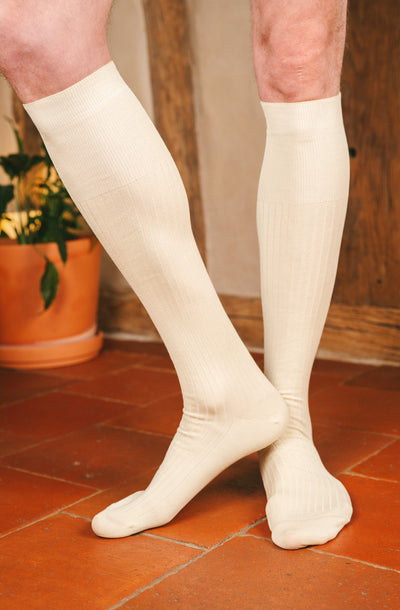 Pétrone mi-bas fil d’Écosse homme#couleur_ivoire