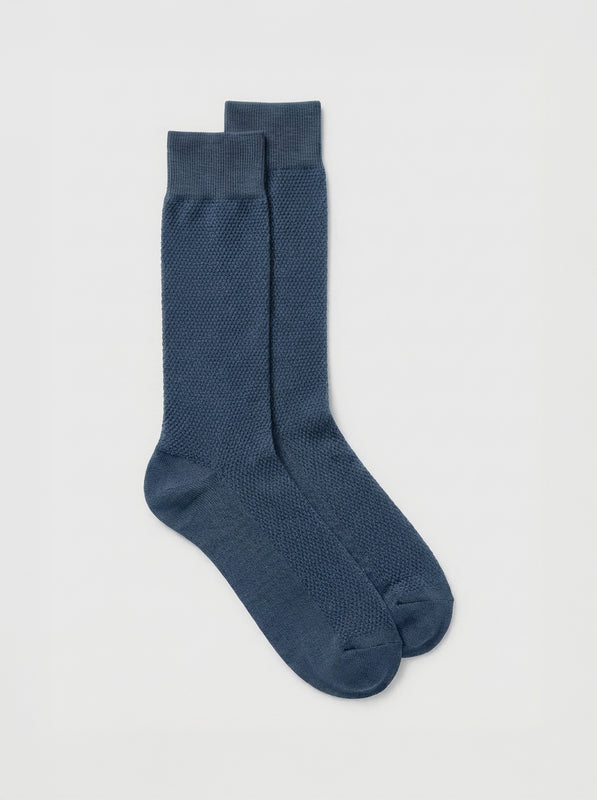 Pétrone chaussettes nid d'abeille fil d'Ecosse bleu céruléen homme