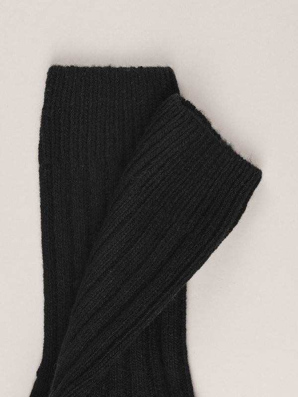 Pétrone chaussettes chaudes côtelées laine mérinos noir femme