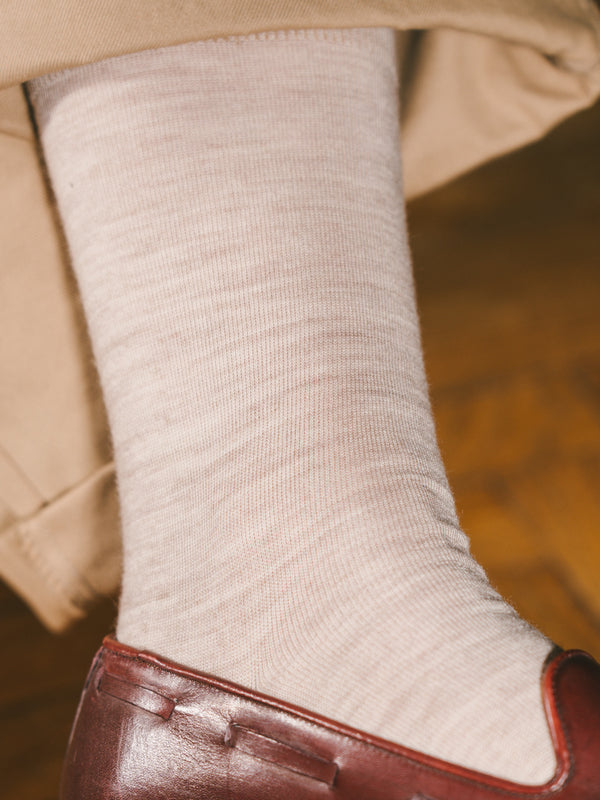 Pétrone chaussettes laine mérinos beige chiné femme