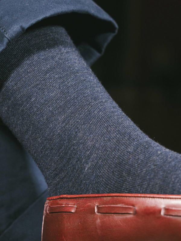 Pétrone chaussettes laine mérinos bleu chiné femme