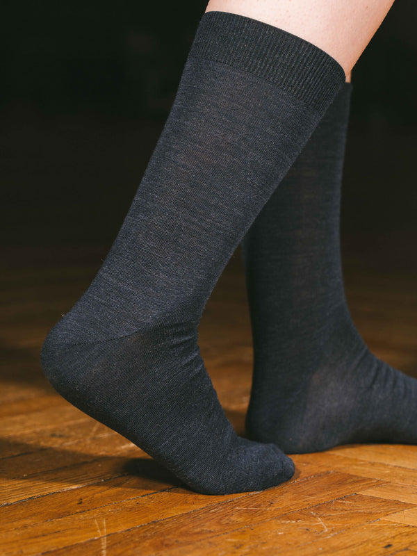 Pétrone chaussettes laine mérinos bleu chiné femme
