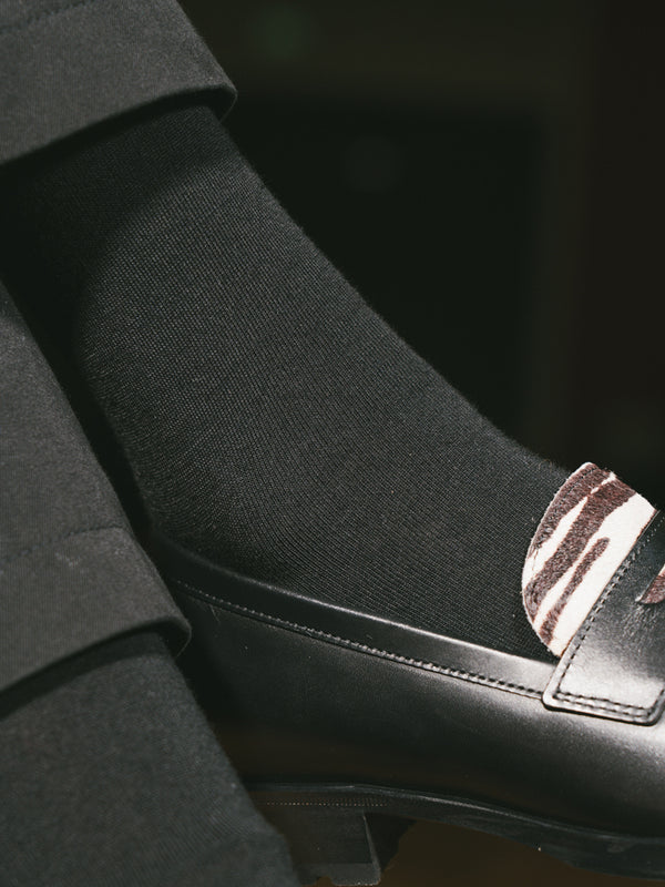 Pétrone chaussettes laine mérinos noir femme