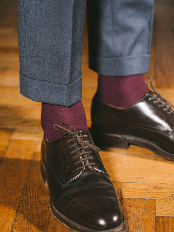 Pétrone chaussettes laine mérinos bordeaux foncé homme