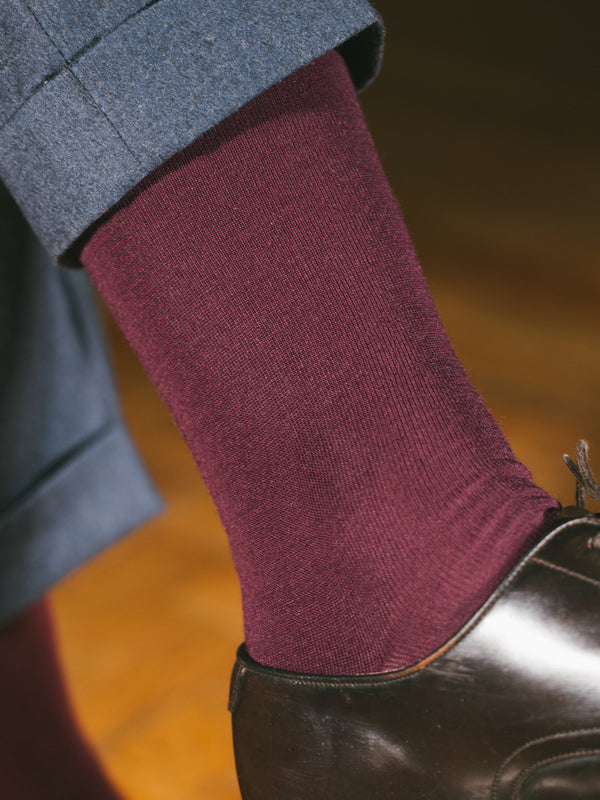 Pétrone chaussettes laine mérinos bordeaux foncé homme
