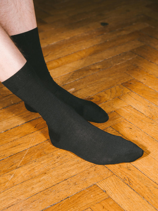 Pétrone chaussettes laine mérinos noir homme