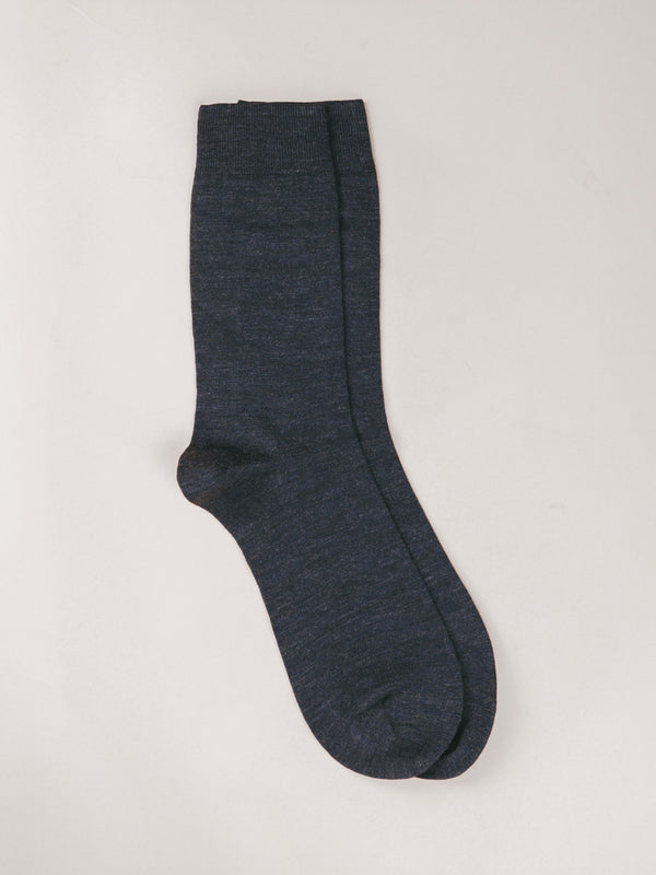 Pétrone chaussettes laine mérinos bleu chiné femme