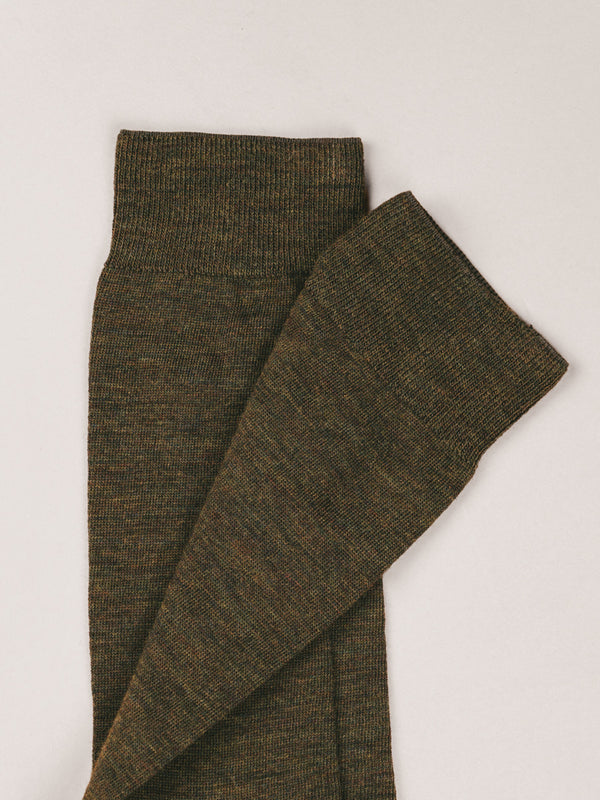 Pétrone chaussettes laine mérinos vert kaki homme
