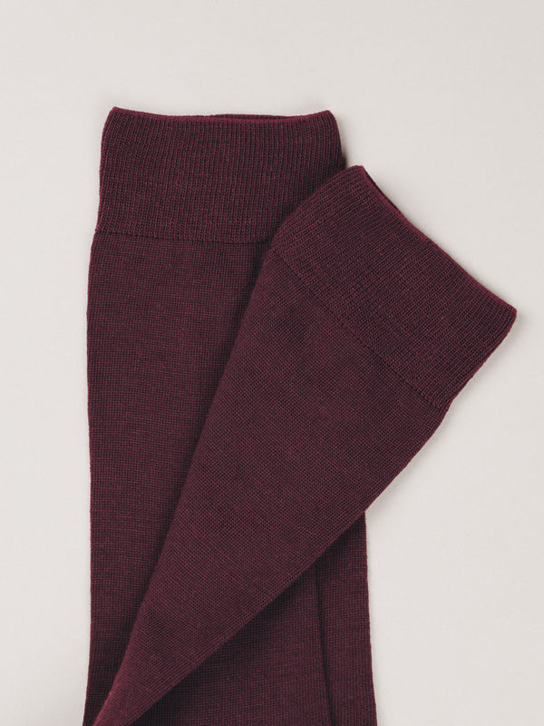 Pétrone chaussettes laine mérinos bordeaux foncé homme