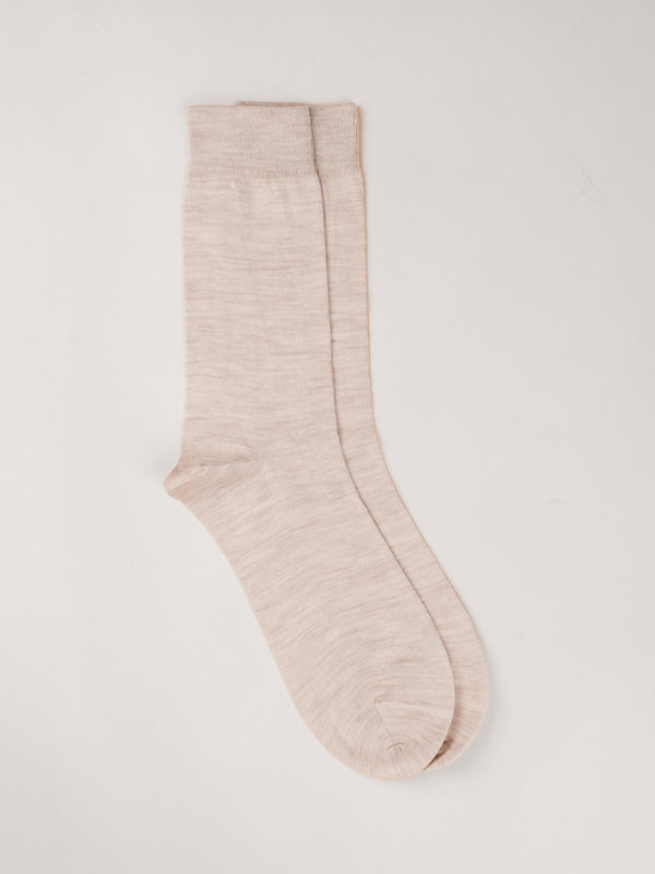 Pétrone chaussettes laine mérinos beige chiné homme