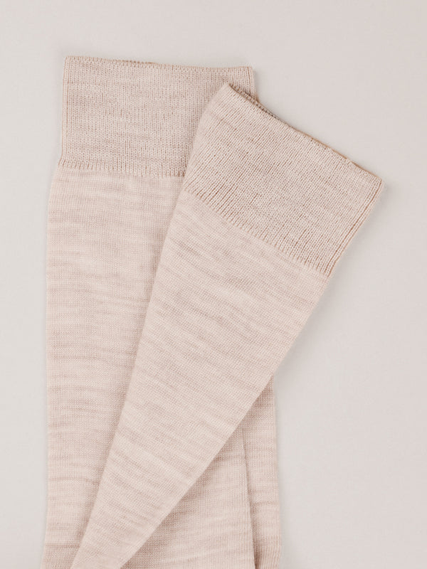 Pétrone chaussettes laine mérinos beige chiné homme