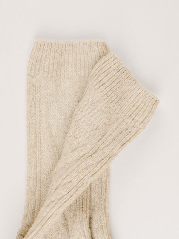 Pétrone chaussettes chaudes maille laine mérinos beige femme