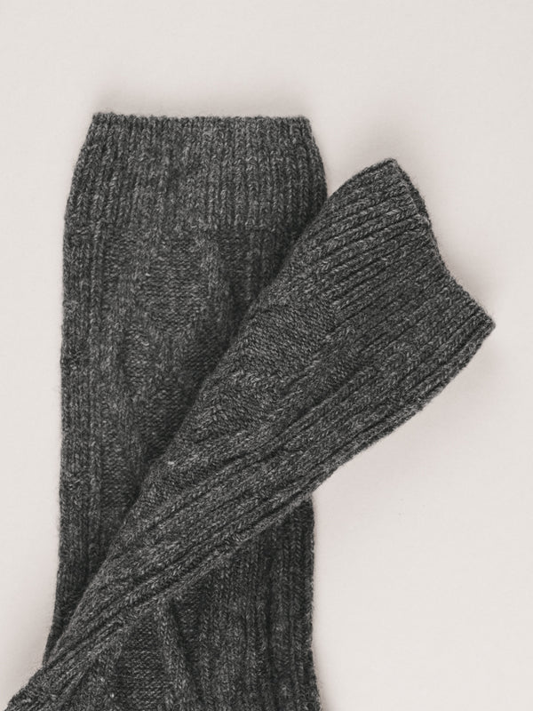 Pétrone chaussettes chaudes maille laine mérinos gris anthracite femme