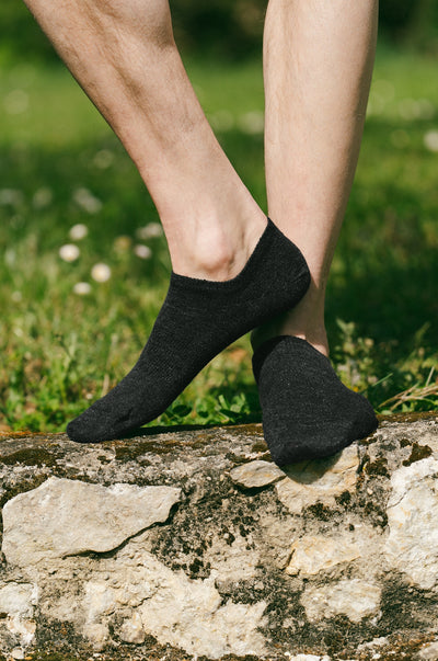 Pétrone socquettes lin coton noir homme