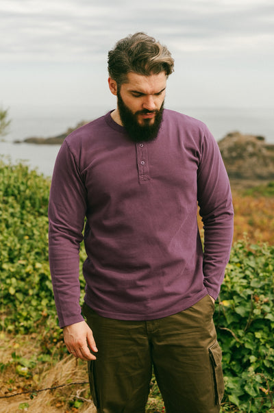 Pétrone Henley cormac manches longues coton bio bruyere homme vignette