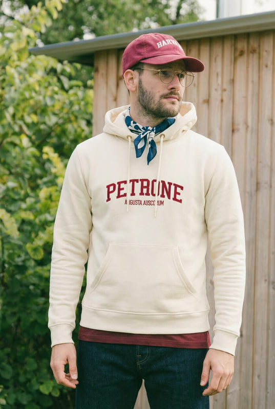 Pétrone sweat capuche hoodie homme Tencel cocton bio écru homme