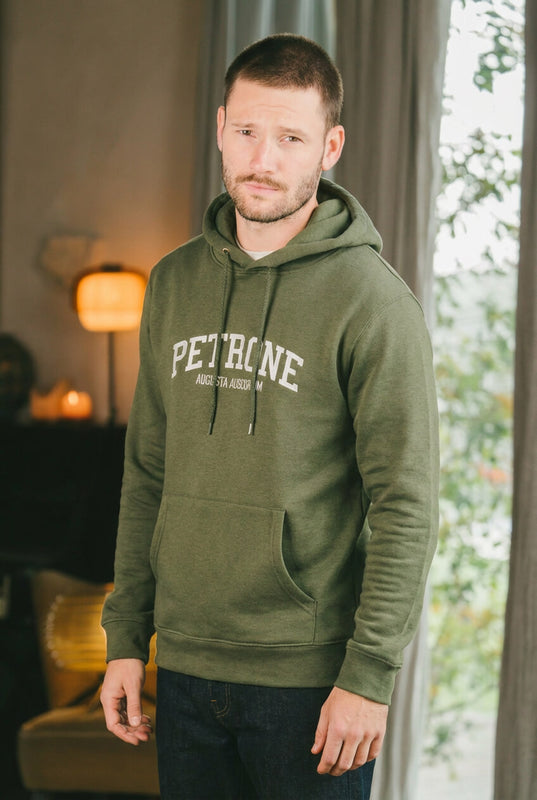 Pétrone sweat capuche hoodie homme Tencel coton bio vert kaki homme