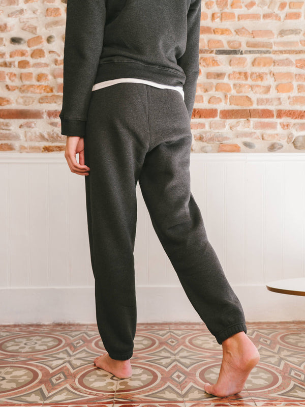 Pétrone pantalon jogging molleton homme Tencel coton bio gris anthracite chiné femme