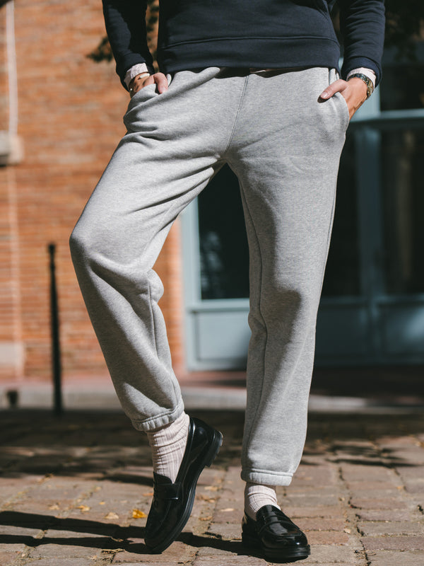 Pétrone pantalon jogging molleton homme Tencel coton bio gris chiné clair femme