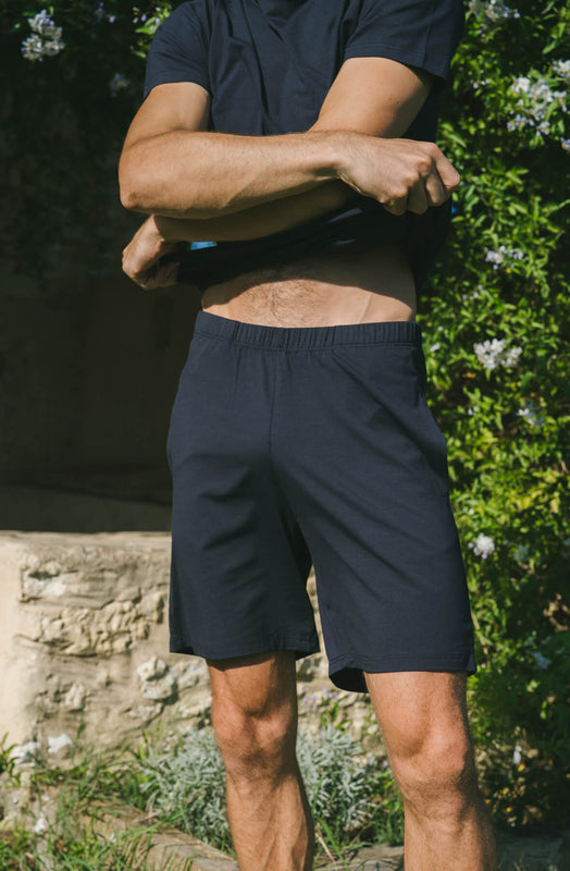 Ensemble de pyjama court coton biologique tencel lyocell homme