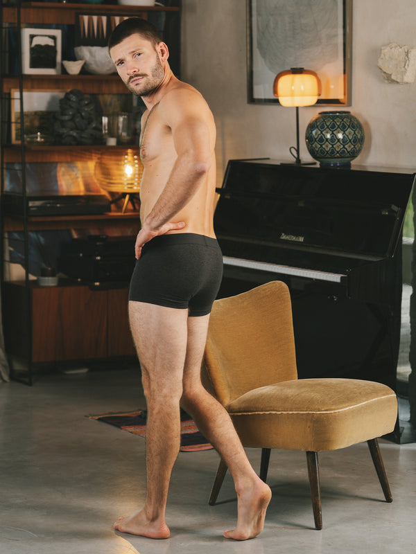 Pétrone shorty coton bio tencel gris anthracite homme