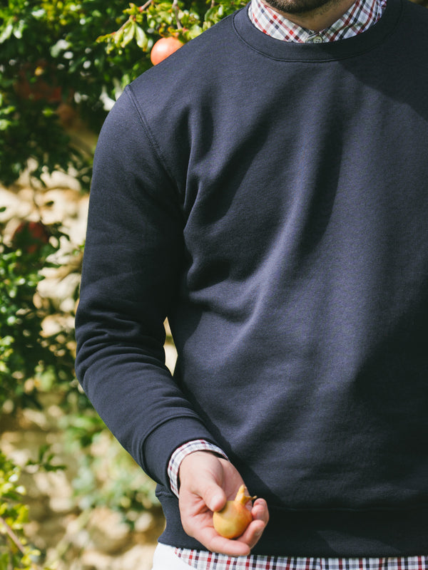 Pétrone sweat homme Tencel coton bio bleu marine homme