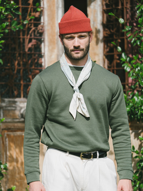 Pétrone sweat homme Tencel coton bio vert kaki homme