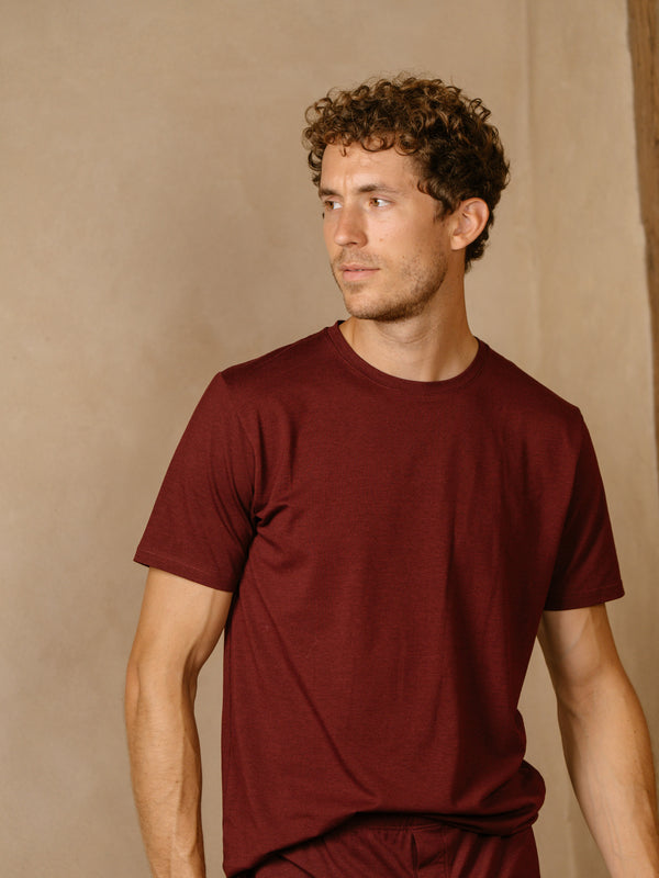 T-shirt manches courtes pour ensemble pyjama court coton biologique tencel lyocell homme