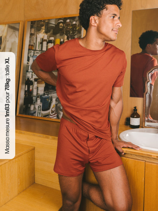 T-shirt manches courtes pour ensemble pyjama court coton biologique tencel lyocell homme