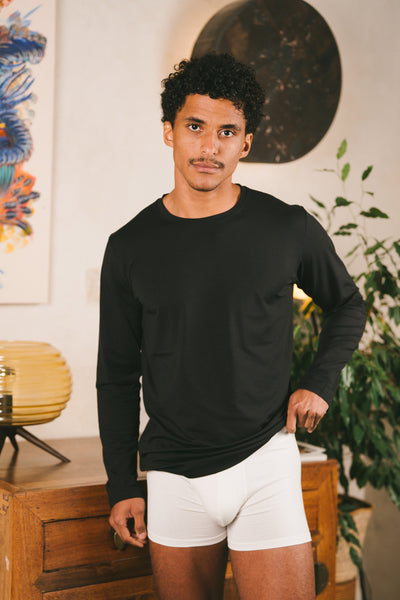 Pétrone T-shirt manches longues coton biologique tencel lyocell noir homme vignette