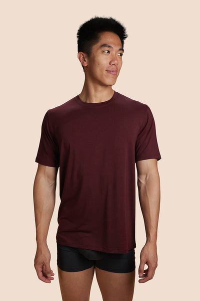 Pétrone T-shirt droit sport tencel bordeaux foncé homme